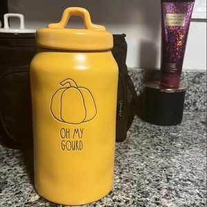 Used orange halloween canister Rae Dunn